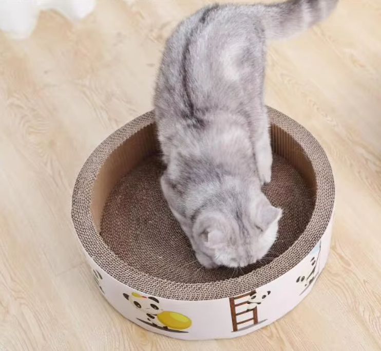 Tapis à Gratter pour Chat Rond avec Design Mignon - Planche à Gratter pour Chat pour Plus de Plaisir et de Détente