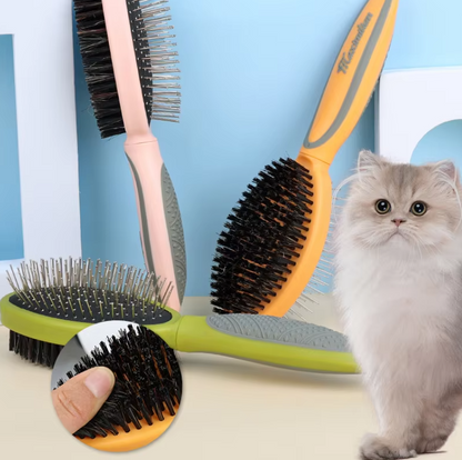 Brosse Double Face pour Animaux de Compagnie - Soin Doux et Efficace du Pelage des Chiens et des Chats