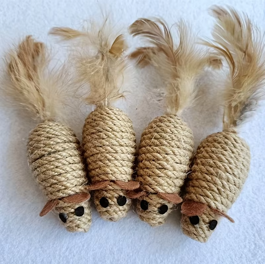 Jouets pour Chats en Sisal - Jeu de Prédation Naturel avec Plumes pour les Chats Actifs