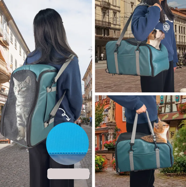 Sac de Transport Portable pour Animaux Domestiques avec Fenêtre en Filet et Bandoulière