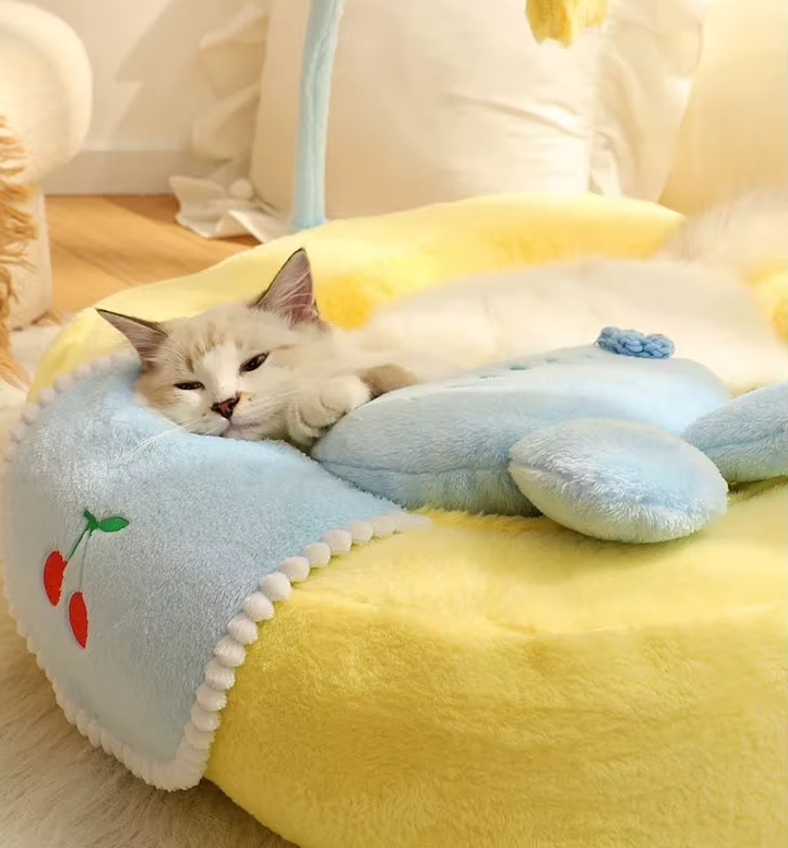 Lit Douillet en Forme de Canard pour Chats - Lit Moelleux pour Animaux de Compagnie pour la Détente et le Confort