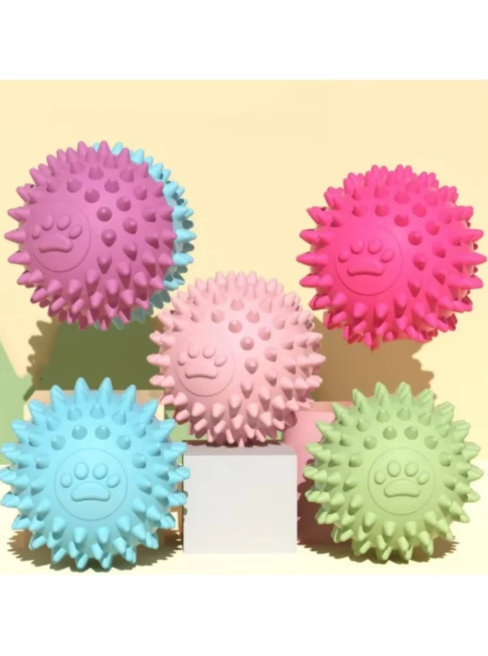 Balle À Picots Jouet Pour Chien - Balle À Mâcher En Caoutchouc Souple Pour L' Hygiène Dentaire