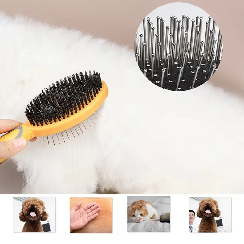 Brosse Double Face pour Animaux de Compagnie - Soin Doux et Efficace du Pelage des Chiens et des Chats