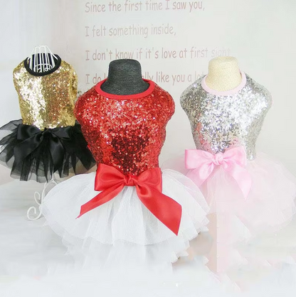 Elégante Robe Pour Chien Avec Paillettes Et Jupe En Tulle En 2 Coloris