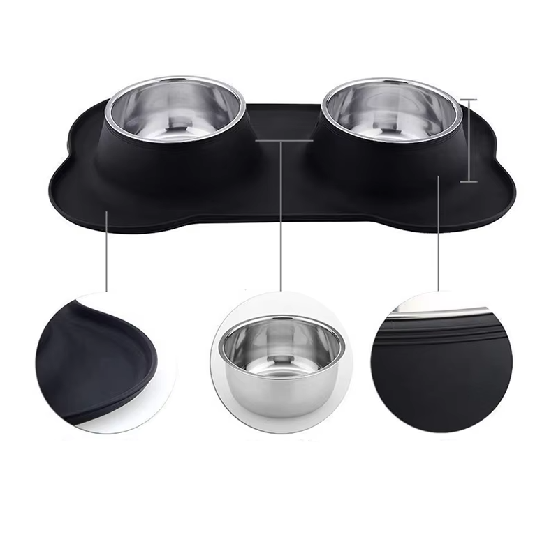 Set D' Assiettes pour Chien avec Tapis Antidérapant