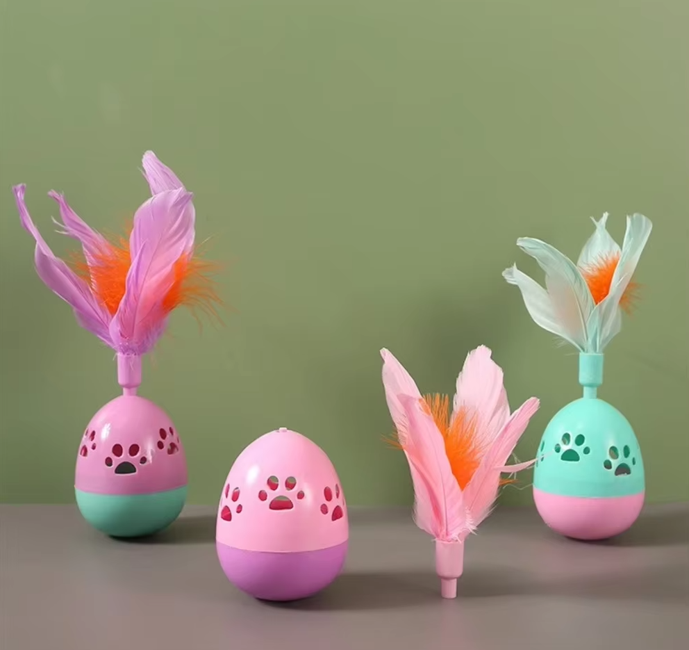 Jouets Interactifs pour Chats avec Plumes - Jouets en Forme de Boule Colorée pour Chats