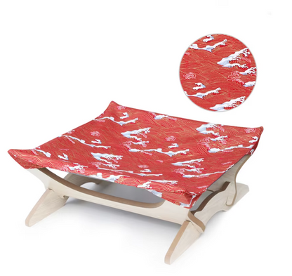 Liege pour Chat Coloré en Bois Recouvert de Tissu - Lieu de Repos Confortable pour les Chats