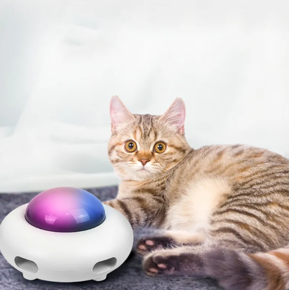 Jouet Interactif pour Chats avec Lumières Led et Plume de Queue