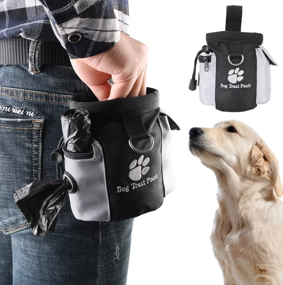Sac à Friandises pour Chiens avec Distributeur de Sacs à Crottes - Sac de Dressage Pratique et Portable pour les Promenades