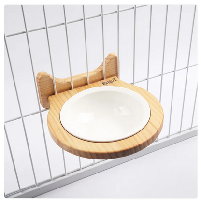 Ecuelle Suspendue pour Chats - Support Mural avec Cadre en Bois au Design Nuageux