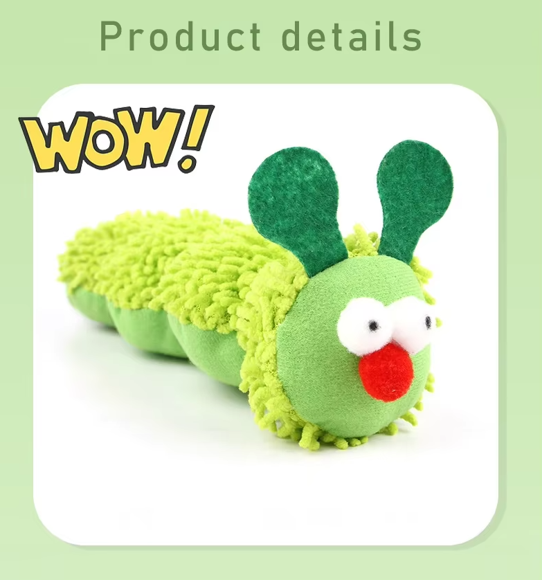 Jouet pour Chats Chenille - Peluche Douce à L' Herbe à Chat