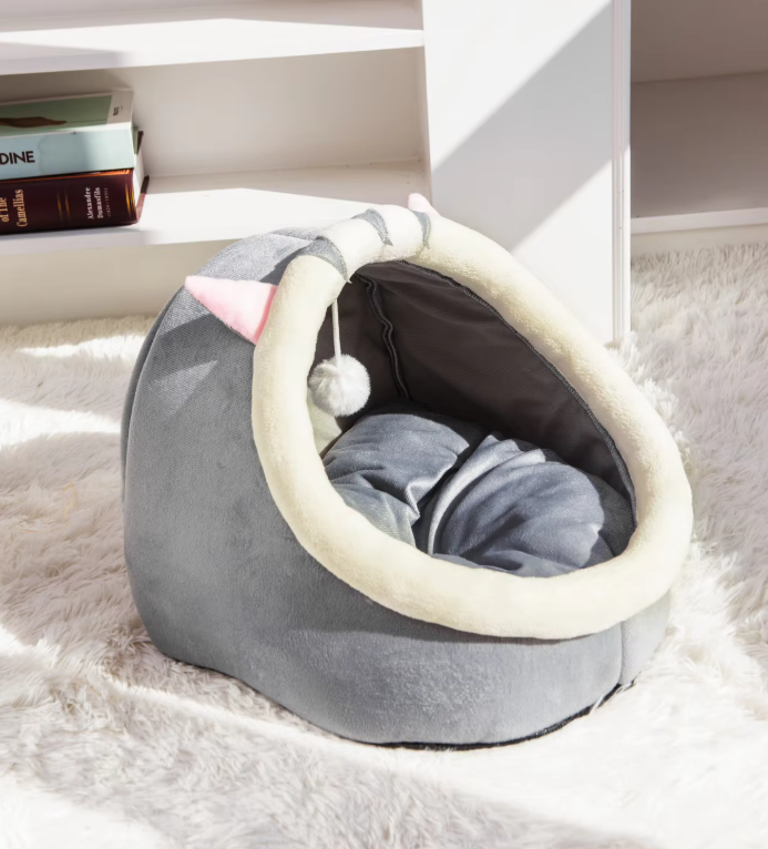 Lit pour Chat Douillet - Iglo Moelleux avec Balle de Jeu pour les Oreilles
