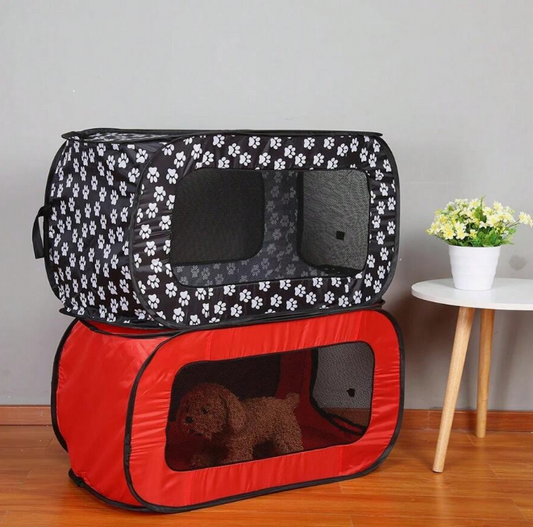 Caisse pour Chien Pliable en Tissu avec Motif de Pattes - Portable et Aérée