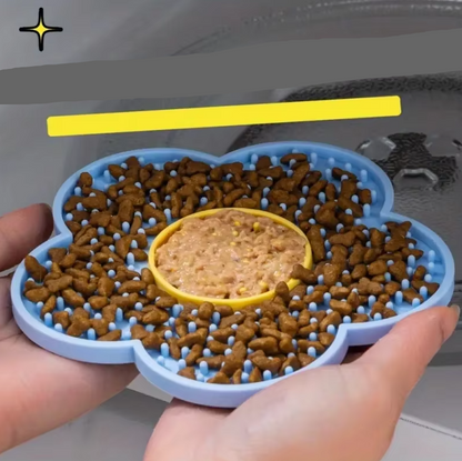 Matelas à Lécher en Forme de Fleur pour Chats - Absorbant Slow Feeder pour Apaiser Soins du Poil