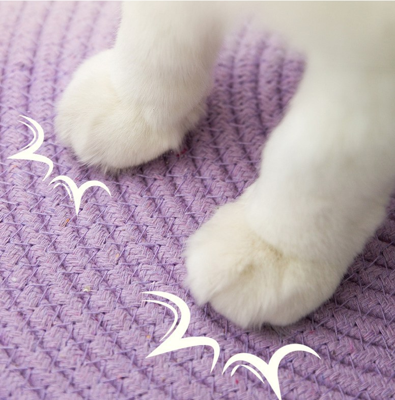 Joli Lit Pour Chat En Corde De Coton Tissée À La Main, Conçu En Forme D'animal