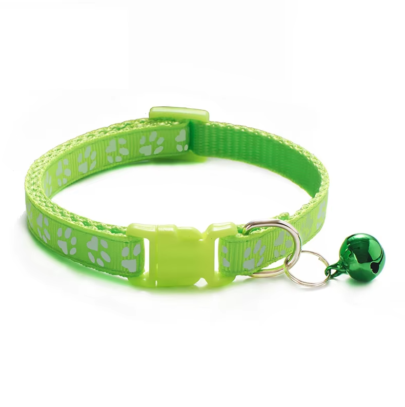 Collier pour Chat Sécurisé avec Clochette - Collier Ajustable avec Motif de Patte Fermeture Rapide