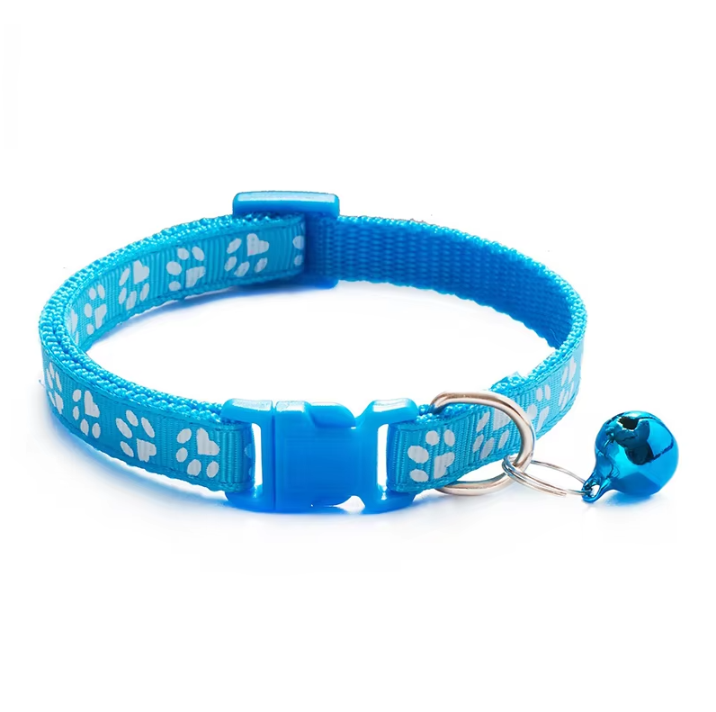 Collier pour Chat Sécurisé avec Clochette - Collier Ajustable avec Motif de Patte Fermeture Rapide