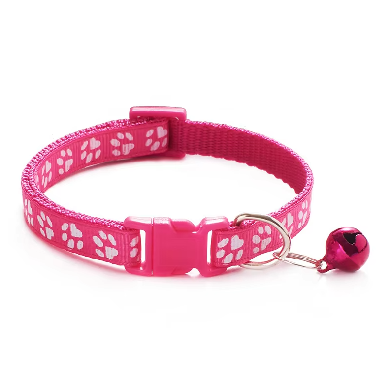 Collier pour Chat Sécurisé avec Clochette - Collier Ajustable avec Motif de Patte Fermeture Rapide