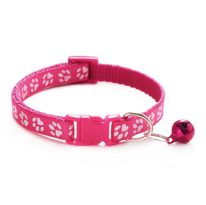 Collier pour Chat Sécurisé avec Clochette - Collier Ajustable avec Motif de Patte Fermeture Rapide