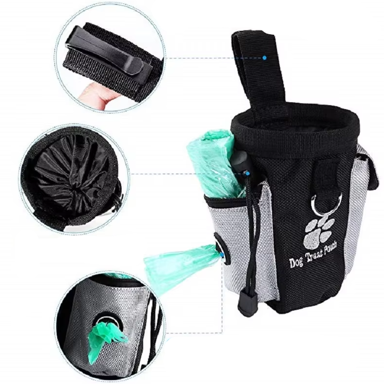 Sac à Friandises pour Chiens avec Distributeur de Sacs à Crottes - Sac de Dressage Pratique et Portable pour les Promenades