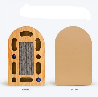 Plat à Gratter pour Chats avec Jouets - Tapis à Gratter en Carton Ondulé et Cadre en Bois