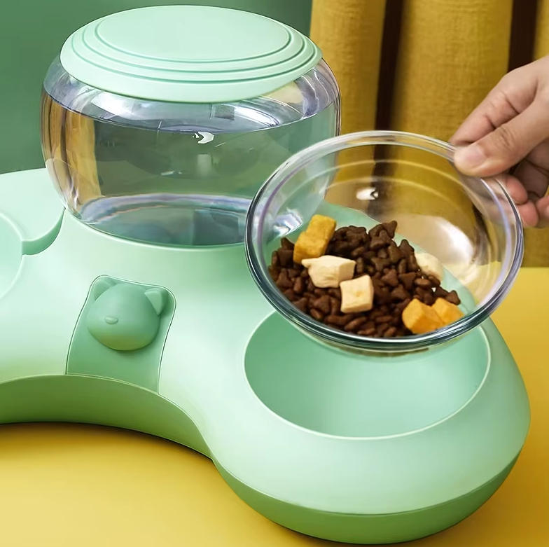 Ecuelle 2 en 1 pour Animaux Domestiques avec Distributeur D' Eau Automatique et Design Antidérapant