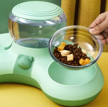 Ecuelle 2 en 1 pour Animaux Domestiques avec Distributeur D' Eau Automatique et Design Antidérapant