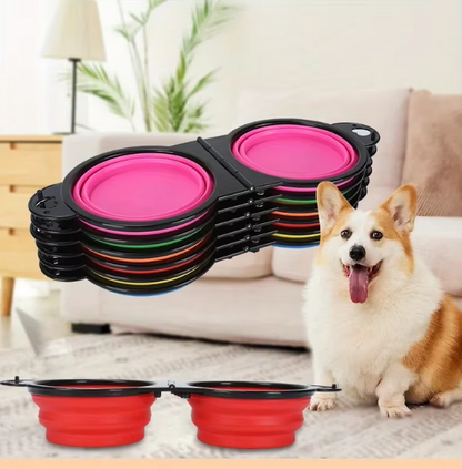 Ecuelle Double Pliable et Réglable pour Animaux Domestiques