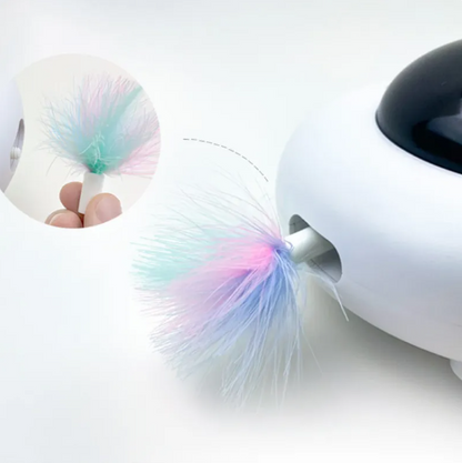 Jouet Interactif pour Chats avec Lumières Led et Plume de Queue