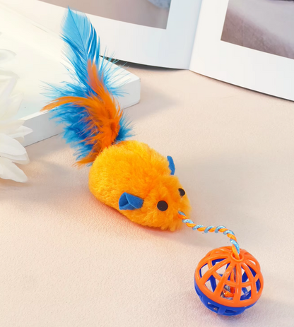 Ensemble de Jouets pour Chats - Souris en Peluche avec Balles à Plumes
