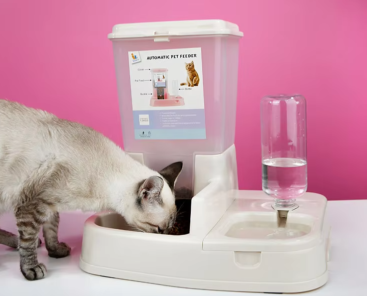 Distributeur Automatique de Nourriture et D' Eau pour Chats et Chiens - Double Ecuelle à Grande Capacité