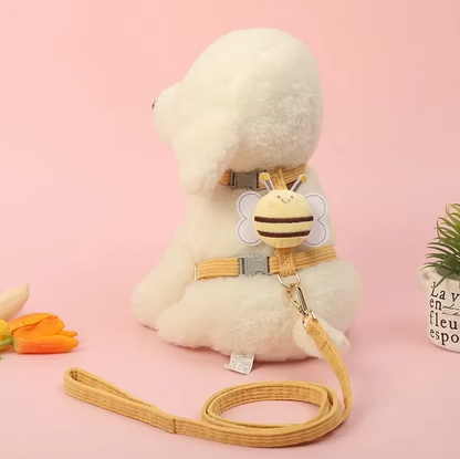 Adorable Harnais Pour Chien Avec Motif D' Abeilles - Laisse Ajustable