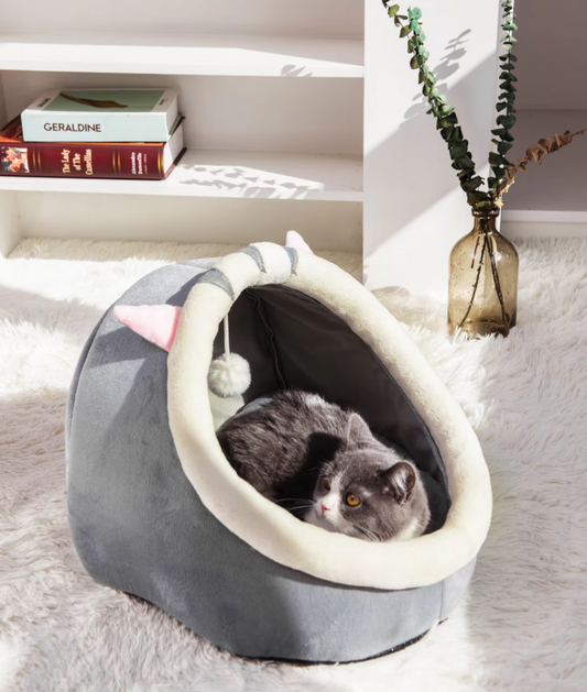 Lit pour Chat Douillet - Iglo Moelleux avec Balle de Jeu pour les Oreilles