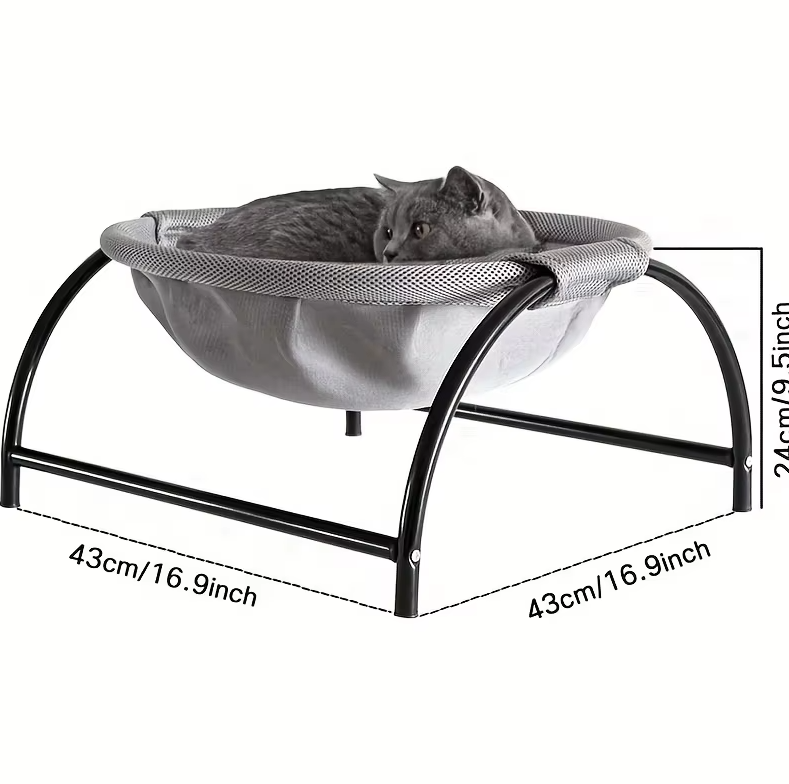 Hamac pour Chats - Lit pour Chats Respirant avec Support Métallique Stable pour des Pauses Confortables