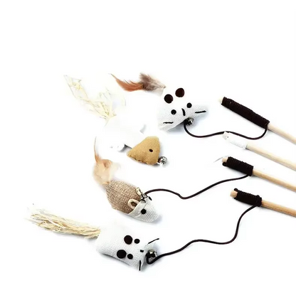 Jouets Interactifs pour Chats - Jouets Naturels avec Plumes et Clochettes
