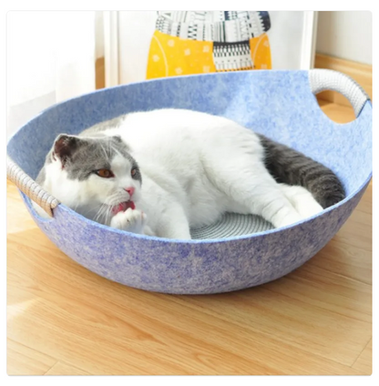 Lit pour Animaux Domestiques en Feutre pour Chats - Panier Doux et Confortable avec Poignées