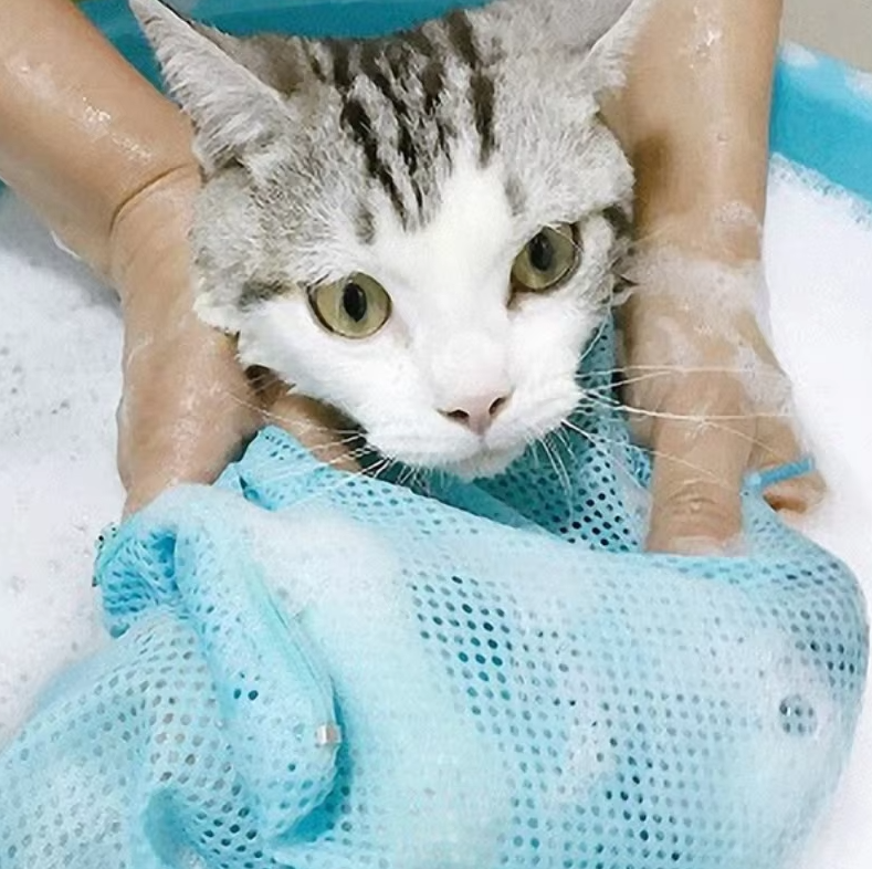 Sac de Toilettage pour Chats avec Tissu en Maille pour un Bain et un Soin des Griffes en Toute Sécurité