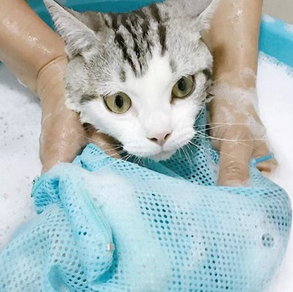 Sac de Toilettage pour Chats avec Tissu en Maille pour un Bain et un Soin des Griffes en Toute Sécurité