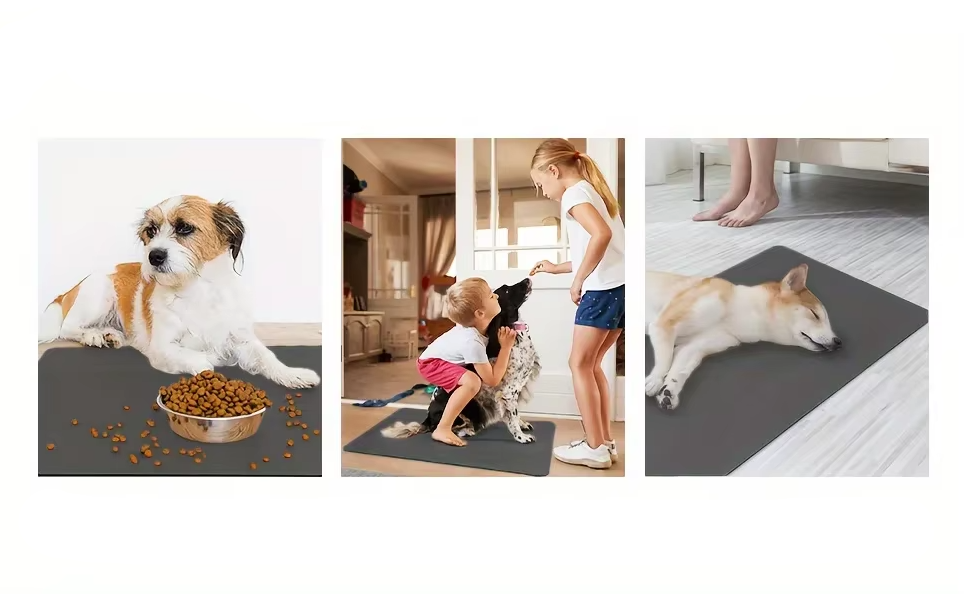 Nourriture en Silicone pour Animaux Domestiques - Tapis Étanche et Antidérapant pour Chiens et Chats
