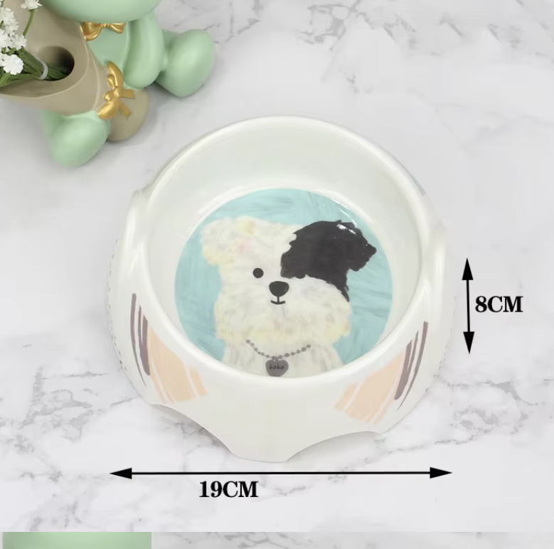 Bol en Céramique à L' Effigie D' un Chien - Bol de Nourriture et D' Eau pour Chiens