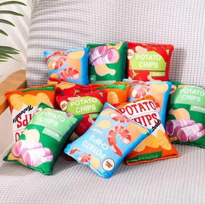 Jouet pour Chien Sac de Chips - Peluche Douce avec Couineur & Effet de Crépitement