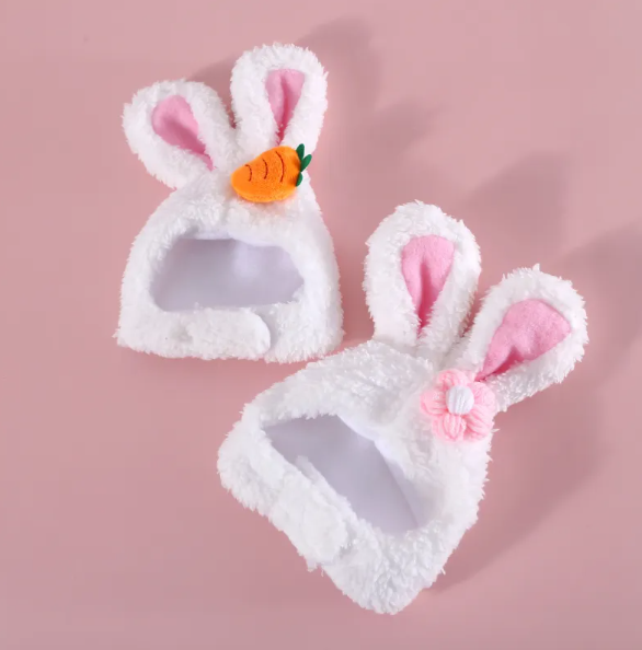 Chapeau pour Chat avec Oreilles de Lapin et Design Carotte ou Fleur pour des Photos Adorables de Compagnons