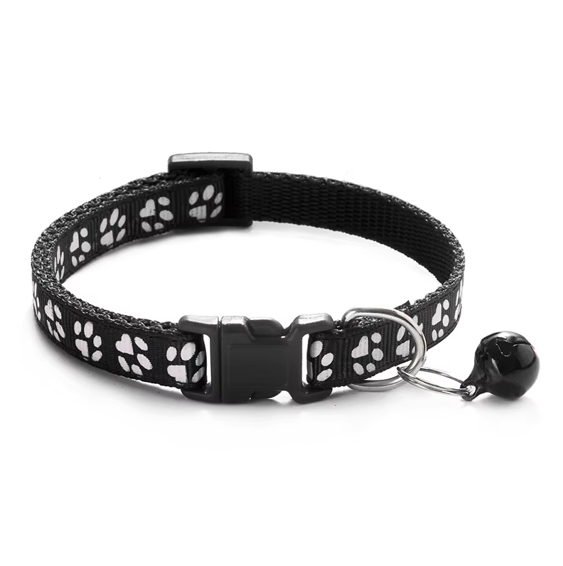 Collier pour Chat Sécurisé avec Clochette - Collier Ajustable avec Motif de Patte Fermeture Rapide