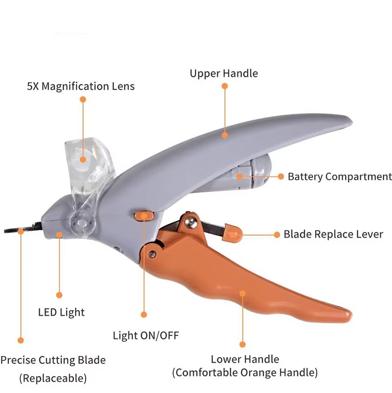 Cisaille à Griffes pour Animaux Domestiques - Cisaille à Griffes Précise et Sûre avec Loupe à Led