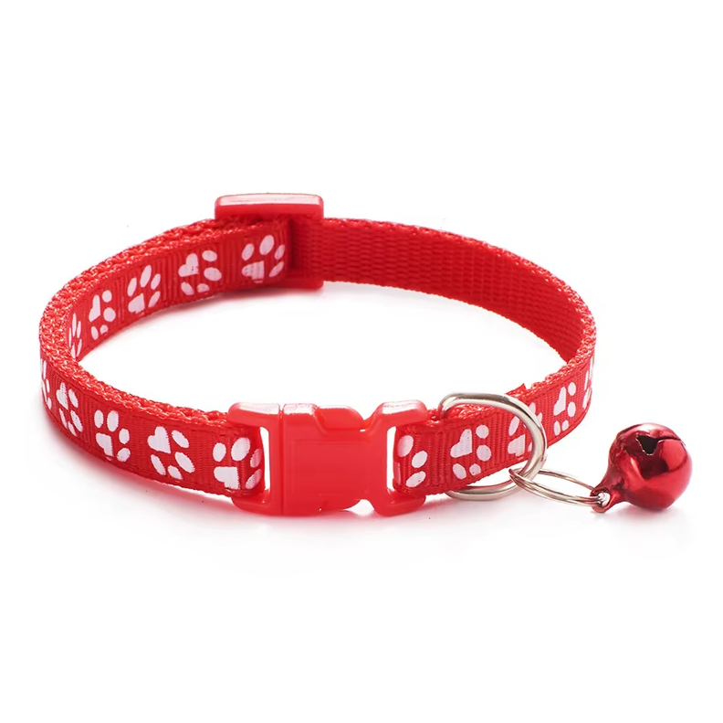 Collier pour Chat Sécurisé avec Clochette - Collier Ajustable avec Motif de Patte Fermeture Rapide