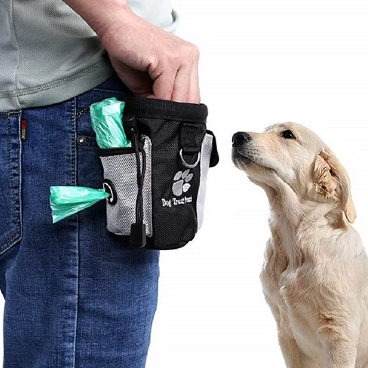 Sac à Friandises pour Chiens avec Distributeur de Sacs à Crottes - Sac de Dressage Pratique et Portable pour les Promenades
