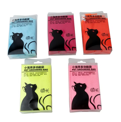 Sac de Toilettage pour Chats avec Tissu en Maille pour un Bain et un Soin des Griffes en Toute Sécurité