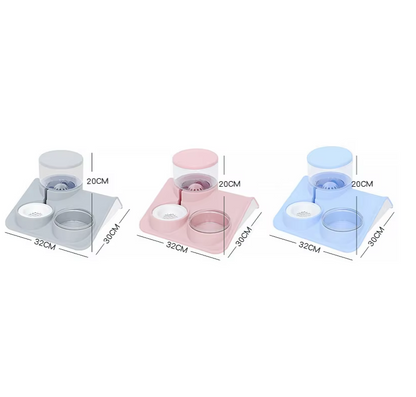 Écuelle D' Eau et de Nourriture pour Animaux Domestiques - Système 2 en 1 avec Base Pratique