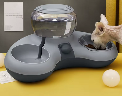 Ecuelle 2 en 1 pour Animaux Domestiques avec Distributeur D' Eau Automatique et Design Antidérapant
