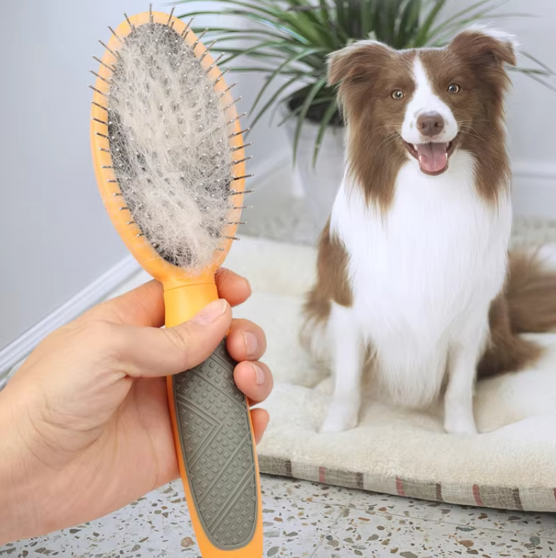 Brosse Double Face pour Animaux de Compagnie - Soin Doux et Efficace du Pelage des Chiens et des Chats